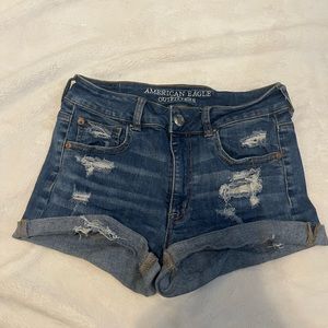 AEO distressed denim shorts